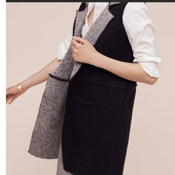 Anthropologie Morris open front Sweater Duster Vest MOTH Gray & Plum size XS-S - Picture 2 of 12